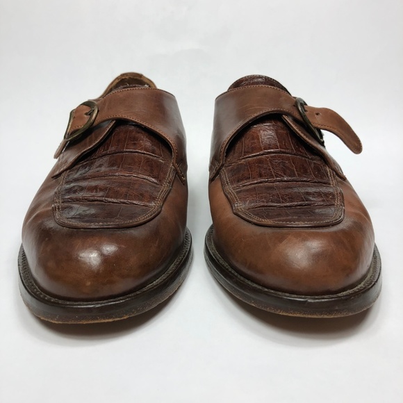 Belvedere Florence Men\'s Sz 11 Brown Leather Genuine Crocodile Monk Strap Loafer main image 7